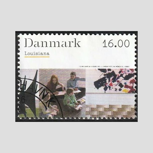 FRIMRKER DANMARK | 2008 - AFA 1542 - Kunstmuseet Louisiana - 16,00 Kr. - Flot hjrnestemplet