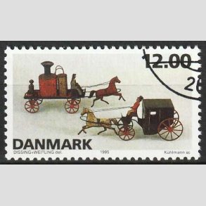 FRIM�RKER DANMARK | 1995 - AFA 1106 - Dansk leget�j - 12,00 Kr. flerfarvet - Flot hj�rnestemplet