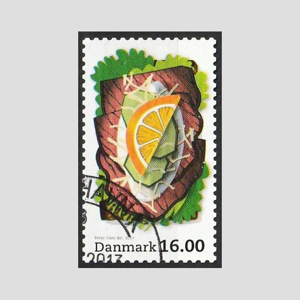 FRIMRKER DANMARK | 2012 - AFA 1704 - Smrrebrd - 16,00 Kr. flerfarvet - Flot hjrnestemplet