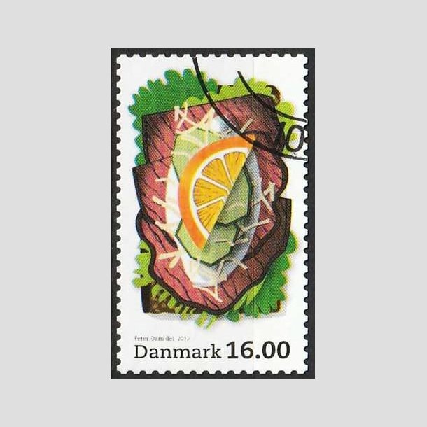 FRIMRKER DANMARK | 2012 - AFA 1704 - Smrrebrd - 16,00 Kr. flerfarvet - Flot hjrnestemplet