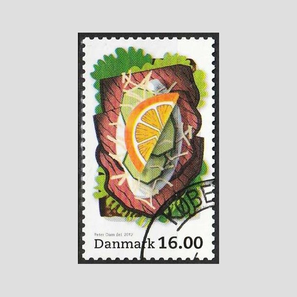 FRIMRKER DANMARK | 2012 - AFA 1704 - Smrrebrd - 16,00 Kr. flerfarvet - Flot hjrnestemplet