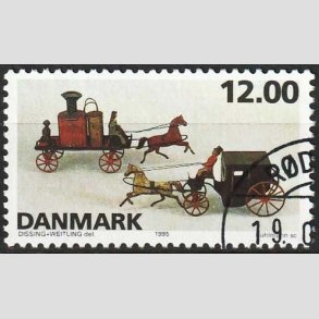 FRIM�RKER DANMARK | 1995 - AFA 1106 - Dansk leget�j - 12,00 Kr. flerfarvet - Flot hj�rnestemplet
