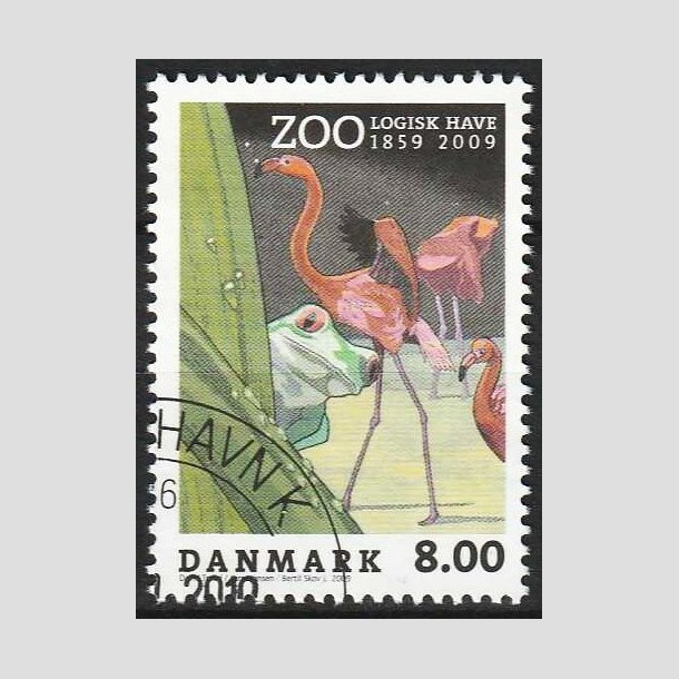 FRIMRKER DANMARK | 2009 - AFA 1580 - Zoologisk Have - 8,00 Kr. flerfarvet - Flot hjrnestemplet