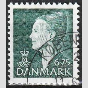 FRIMRKER DANMARK | 1999 - AFA 1203 - Dronning Margrethe II - 6,75 Kr. grn - Flot hjrnestemplet