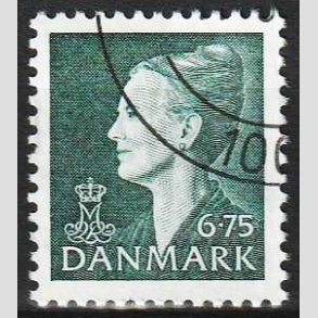 FRIMRKER DANMARK | 1999 - AFA 1203 - Dronning Margrethe II - 6,75 Kr. grn - Flot hjrnestemplet