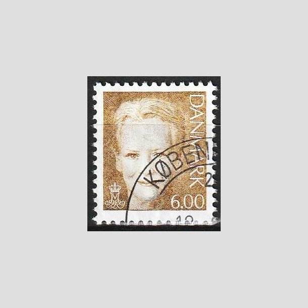 FRIMRKER DANMARK | 2001 - AFA 1285 - Dronning Margrethe II - 6,00 brun - Flot hjrnestemplet