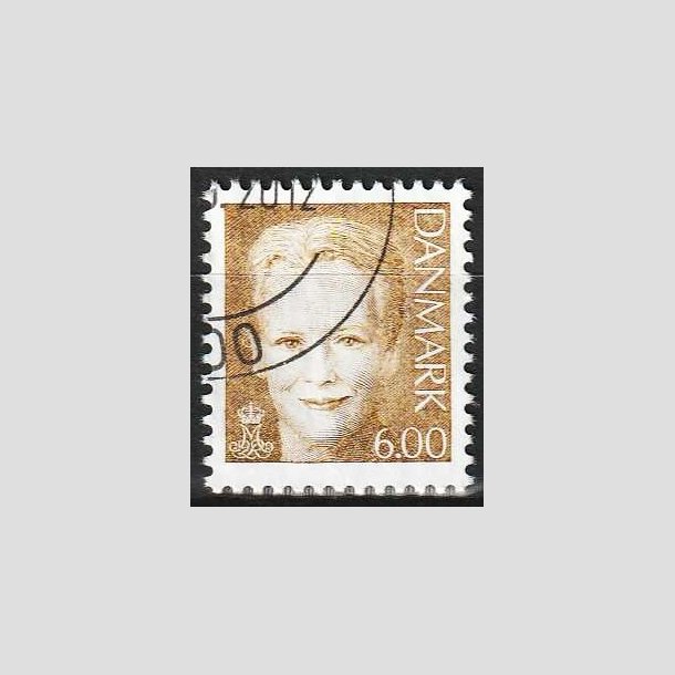 FRIMRKER DANMARK | 2001 - AFA 1285 - Dronning Margrethe II - 6,00 brun - Flot hjrnestemplet