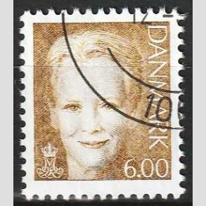 FRIMRKER DANMARK | 2001 - AFA 1285 - Dronning Margrethe II - 6,00 brun - Flot hjrnestemplet