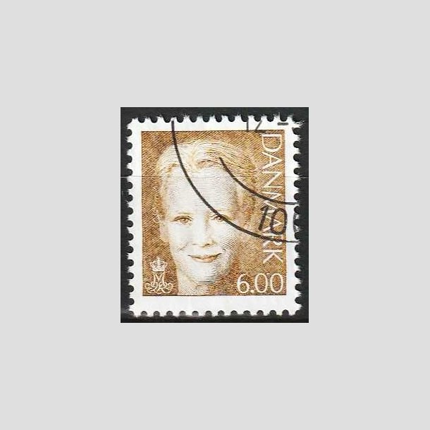 FRIMRKER DANMARK | 2001 - AFA 1285 - Dronning Margrethe II - 6,00 brun - Flot hjrnestemplet