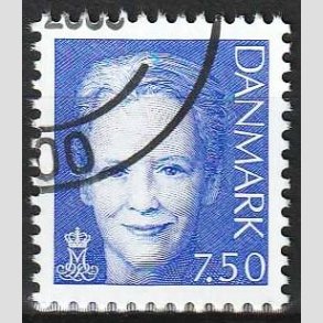 FRIMRKER DANMARK | 2005 - AFA 1413 - Dronning Margrethe II - 7,50 bl - Flot hjrnestemplet