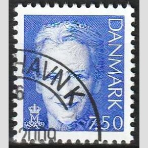 FRIMRKER DANMARK | 2005 - AFA 1413 - Dronning Margrethe II - 7,50 bl - Flot hjrnestemplet