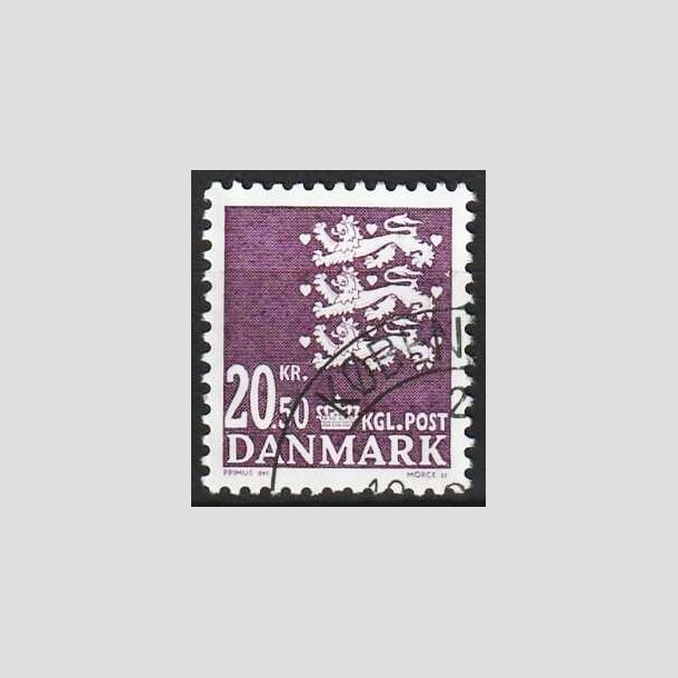 FRIMRKER DANMARK | 2008 - AFA 1532 - Lille Rigsvben - 20,50 Kr. violet - Flot hjrnestemplet