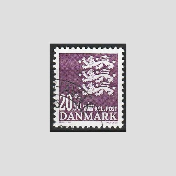 FRIMRKER DANMARK | 2008 - AFA 1532 - Lille Rigsvben - 20,50 Kr. violet - Flot hjrnestemplet