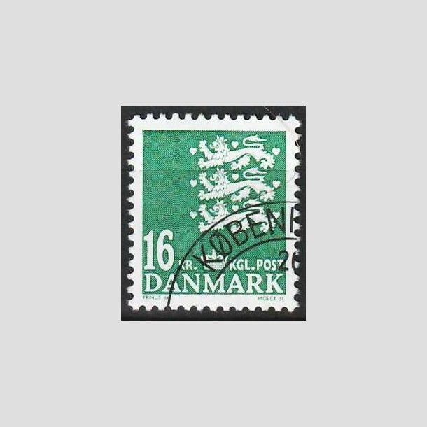 FRIMRKER DANMARK | 2008 - AFA 1531 - Lille Rigsvben - 16,00 Kr. mrkgrn - Flot hjrnestemplet