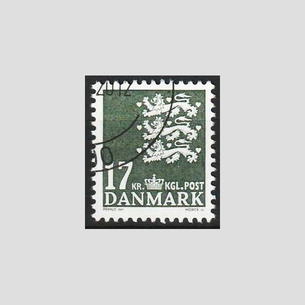 FRIMRKER DANMARK | 2006 - AFA 1454 - Lille Rigsvben - 17,00 Kr. mrkgrn - Flot hjrnestemplet 