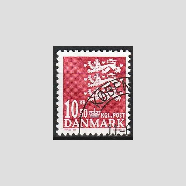 FRIMRKER DANMARK | 2009 - AFA 1562 - Lille Rigsvben - 10,50 Kr. rd - Flot hjrnestemplet