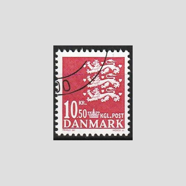 FRIMRKER DANMARK | 2009 - AFA 1562 - Lille Rigsvben - 10,50 Kr. rd - Flot hjrnestemplet