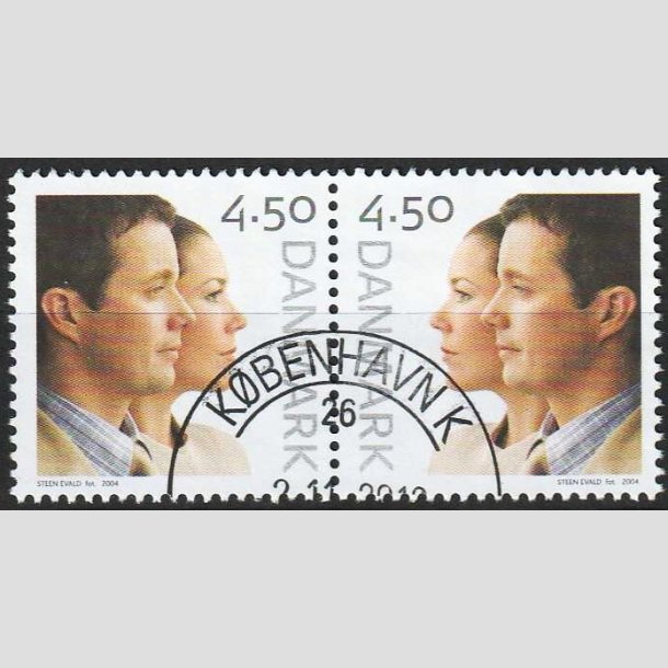 FRIMRKER DANMARK | 2004 - AFA 1388-89 - Kongeligt bryllup - 4,50 Kr. - Flot Stemplet