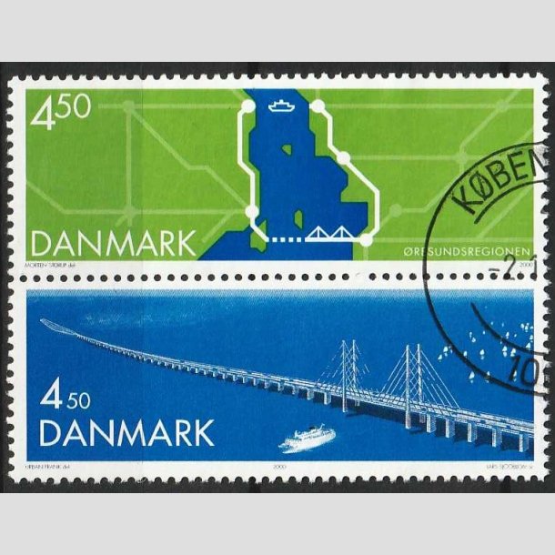 FRIMRKER DANMARK | 2000 - AFA 1255-54 - resundsforbindelsen - i lodret par - Flot Stemplet