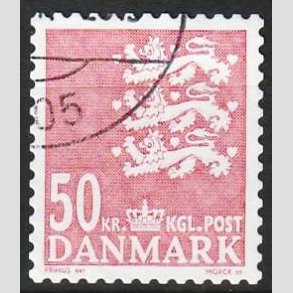 FRIMRKER DANMARK | 2010 - AFA 824E - Lille Rigsvben - 50,00 Kr. rd - Flot hjrnestemplet