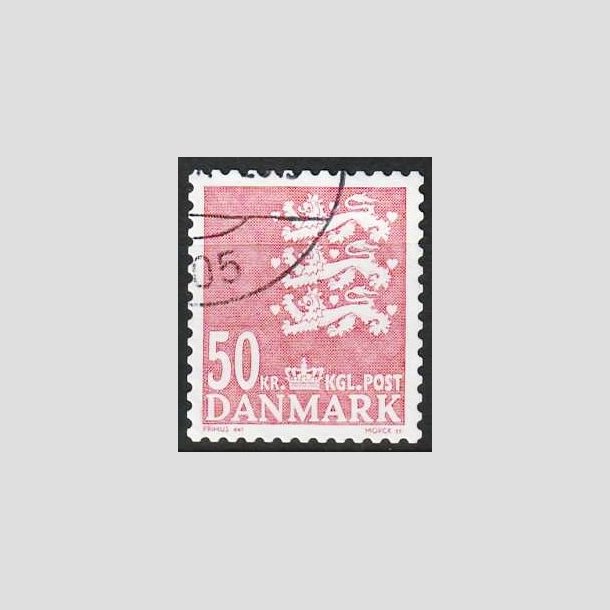 FRIMRKER DANMARK | 2010 - AFA 824E - Lille Rigsvben - 50,00 Kr. rd - Flot hjrnestemplet