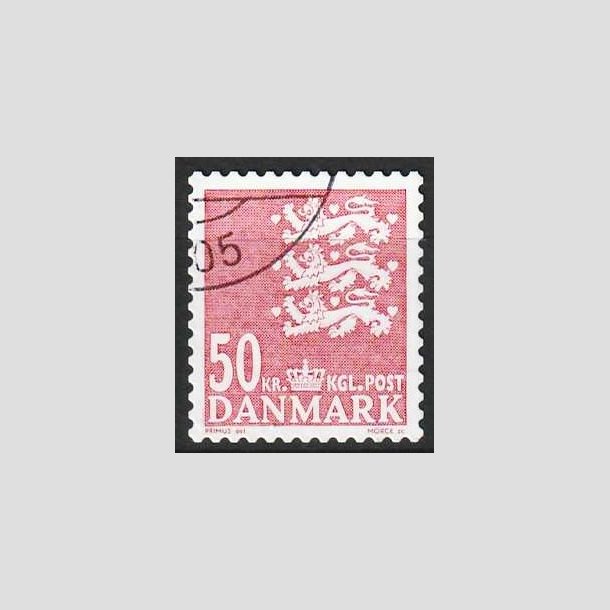 FRIMRKER DANMARK | 2010 - AFA 824E - Lille Rigsvben - 50,00 Kr. rd - Flot hjrnestemplet