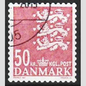 FRIMRKER DANMARK | 2010 - AFA 824E - Lille Rigsvben - 50,00 Kr. rd - Flot hjrnestemplet