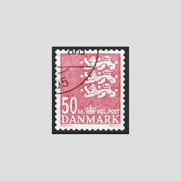 FRIMRKER DANMARK | 2010 - AFA 824E - Lille Rigsvben - 50,00 Kr. rd - Flot hjrnestemplet