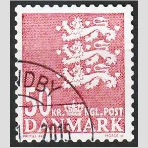 FRIMRKER DANMARK | 2010 - AFA 824E - Lille Rigsvben - 50,00 Kr. rd - Flot hjrnestemplet