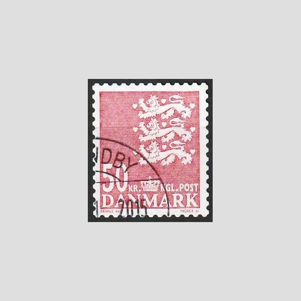 FRIMRKER DANMARK | 2010 - AFA 824E - Lille Rigsvben - 50,00 Kr. rd - Flot hjrnestemplet