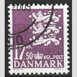 FRIMRKER DANMARK | 2007 - AFA 1491 - Lille Rigsvben - 17,50 Kr. violet - Flot hjrnestemplet