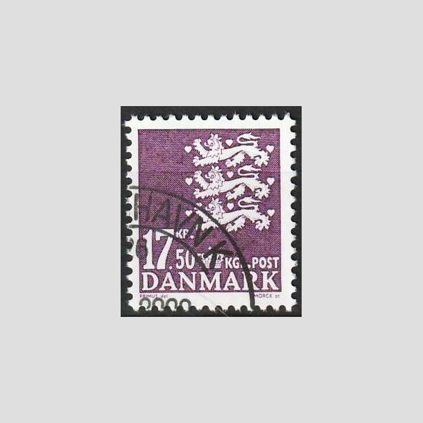 FRIMRKER DANMARK | 2007 - AFA 1491 - Lille Rigsvben - 17,50 Kr. violet - Flot hjrnestemplet