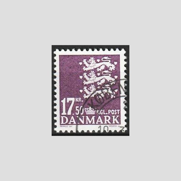 FRIMRKER DANMARK | 2007 - AFA 1491 - Lille Rigsvben - 17,50 Kr. violet - Flot hjrnestemplet