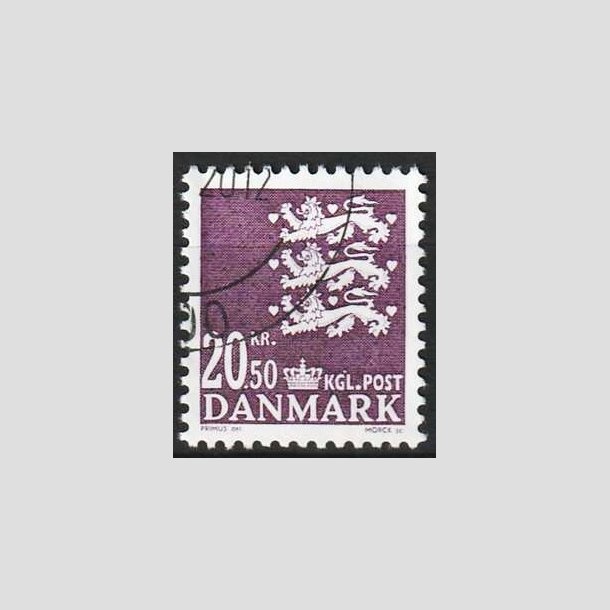 FRIMRKER DANMARK | 2008 - AFA 1532 - Lille Rigsvben - 20,50 Kr. violet - Flot hjrnestemplet