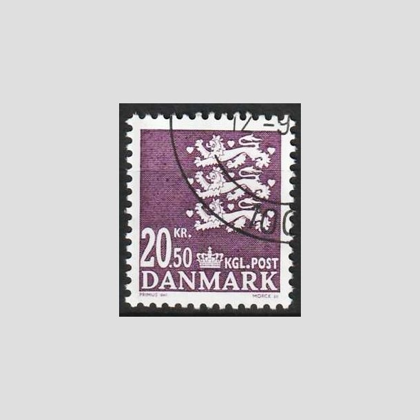 FRIMRKER DANMARK | 2008 - AFA 1532 - Lille Rigsvben - 20,50 Kr. violet - Flot hjrnestemplet