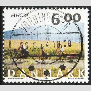 FRIM�RKER DANMARK | 2004 - AFA 1396 - Cykel og sejlerferie - 6,00 Kr. flerfarvet - Pragt Stemplet 