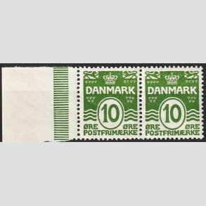 FRIMRKER DANMARK | 1921-22 - AFA 124 - Blgelinie 10 re grn i par - Postfrisk