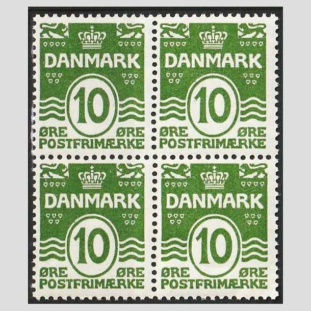 FRIMRKER DANMARK | 1921-22 - AFA 124 - Blgelinie 10 re grn i 4-blok - Postfrisk