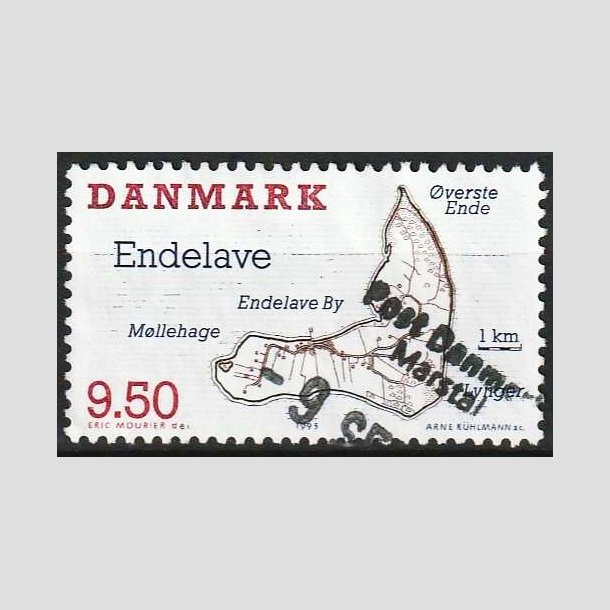 FRIMRKER DANMARK | 1995 - AFA 1089 - Danske smer - 9,50 Kr. flerfarvet - Pnt Stemplet