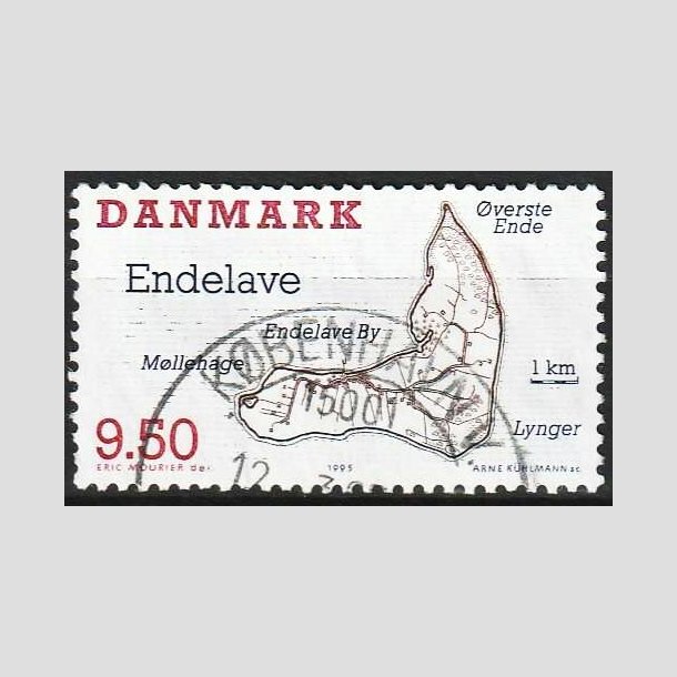 FRIMRKER DANMARK | 1995 - AFA 1089 - Danske smer - 9,50 Kr. flerfarvet - Pnt Stemplet