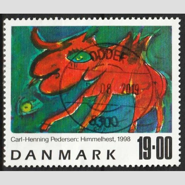 FRIMRKER DANMARK | 1998 - AFA 1190 - Carl-Henning Pedersen - 19,00 Kr. flerfarvet - Pragt Stemplet