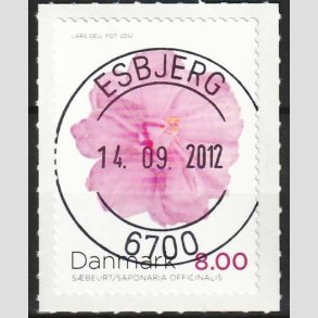 FRIM�RKER DANMARK | 2012 - AFA 1715 - Efter�rsblomster - 8,00 Kr. flerfarvet - Pragt Stemplet