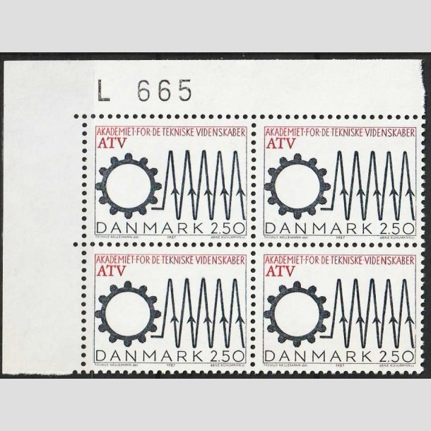 FRIMRKER DANMARK | 1987 - AFA 884 - Tekniske akademi 50 r - 2,50 Kr. i marginal 4-blok - Postfrisk