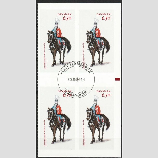 FRIMRKER DANMARK | 2014 - AFA 1794 - Garderhusarreregimentet 400 r - 6,50 Kr. 4-blok - Stemplet