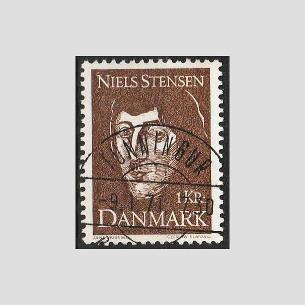 FRIMRKER DANMARK | 1969 - AFA 488 - Niels Stensen - 1 Kr. brun - Lux Stemplet