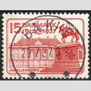 FRIM�RKER DANMARK | 1937 - AFA 241 - Chr. X 25 �re jubil�um 15 �re r�d - Lux Stemplet B�kke