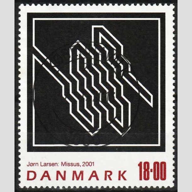 FRIMRKER DANMARK | 2001 - AFA 1292 - Jrn Larsen - 18,00 Kr. flerfarvet - Pragt Stemplet