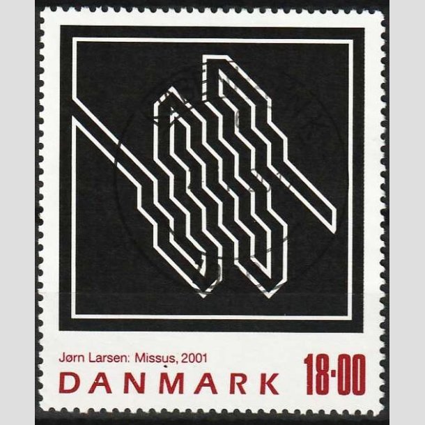 FRIMRKER DANMARK | 2001 - AFA 1292 - Jrn Larsen - 18,00 Kr. flerfarvet - Pragt Stemplet