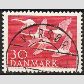 FRIM�RKER DANMARK | 1956 - AFA 367 - Nordens svaner - 30 �re r�d - Lux Stemplet Kors�r