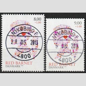 FRIMRKER DANMARK | 2013 - AFA 1747a + AFA 1768 - Red Barnet - Pragt Stemplet Nykbing F